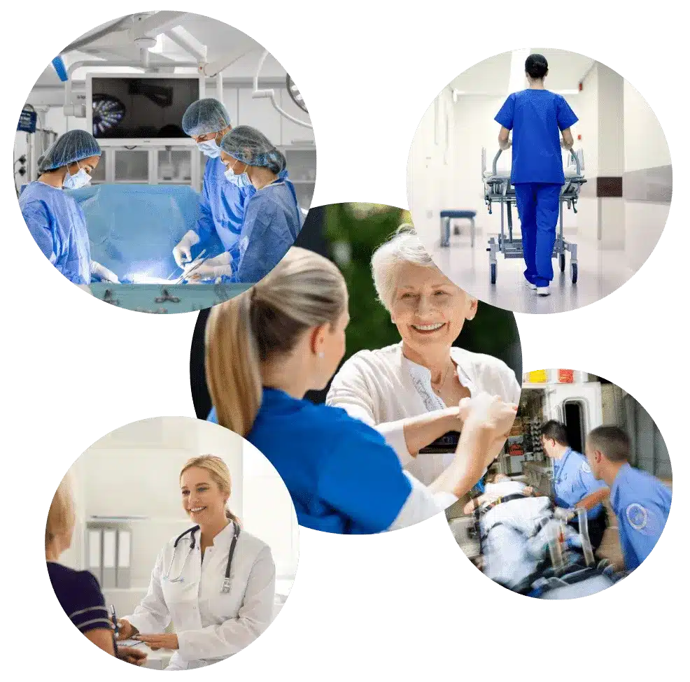 Plusieurs photos de professionnels de la santé issus de différentes disciplines